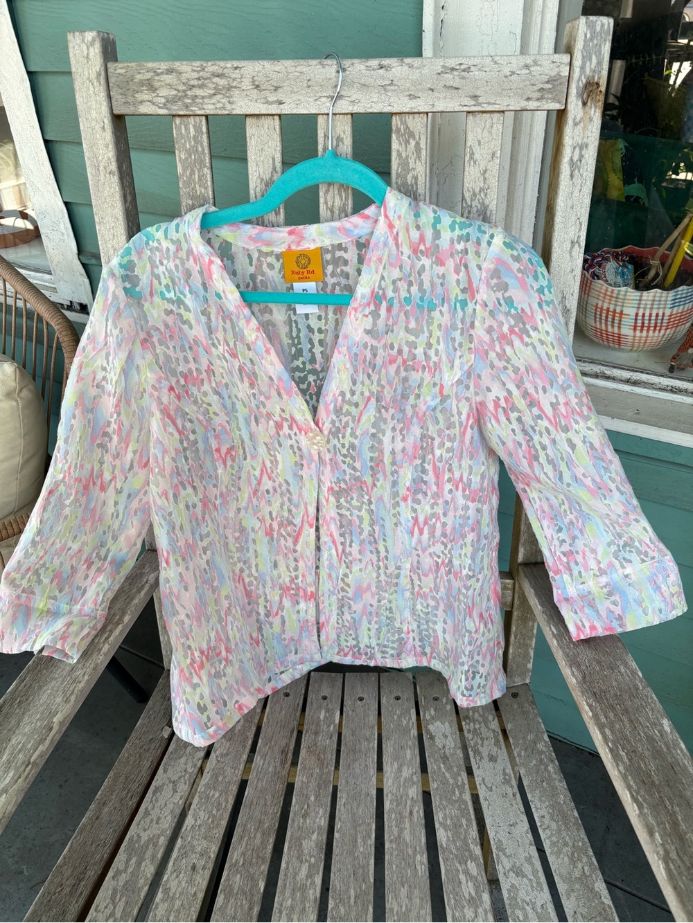Ruby Rd. Petite Multi-Color Pastel Print Blouse